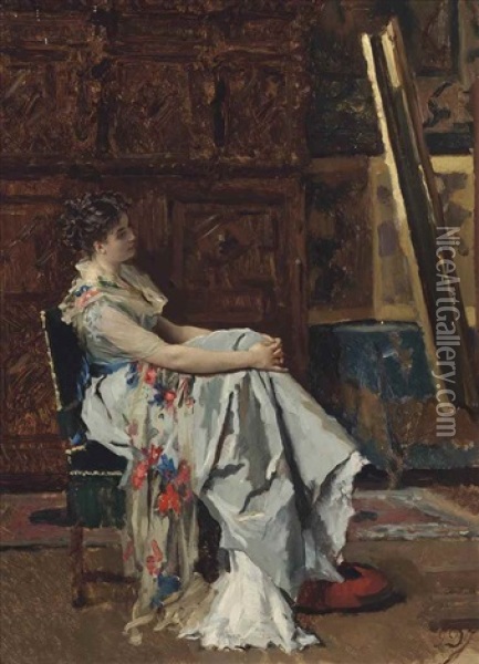 Le Modele Oil Painting - Gustave Leonhard de Jonghe