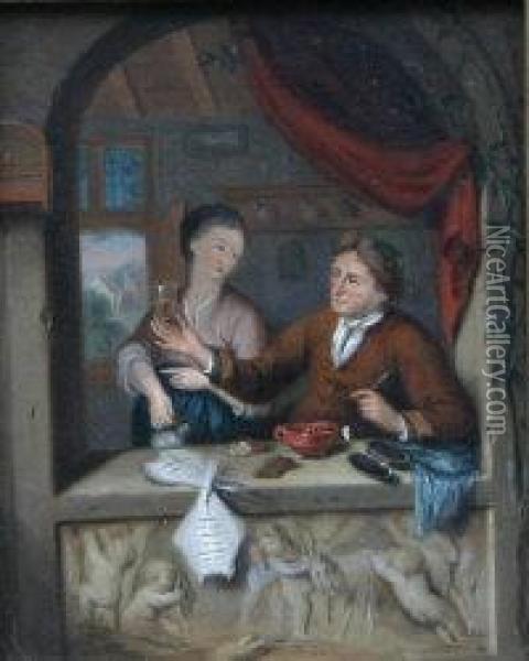Two Figures By A Window Oil Painting - Adriaen Jansz. Van Ostade