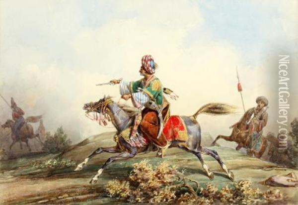 Turkish Riders Oil Painting - Noel-Dieudonne Finart
