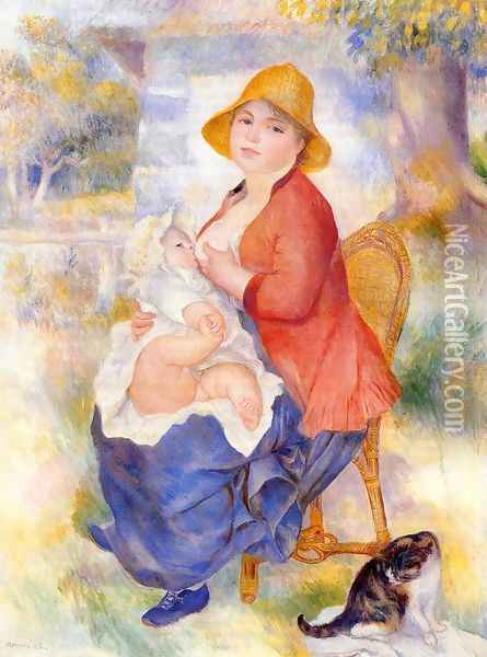 Motherhood Aka Woman Breast Feeding Her Child2 Oil Painting - Pierre Auguste Renoir