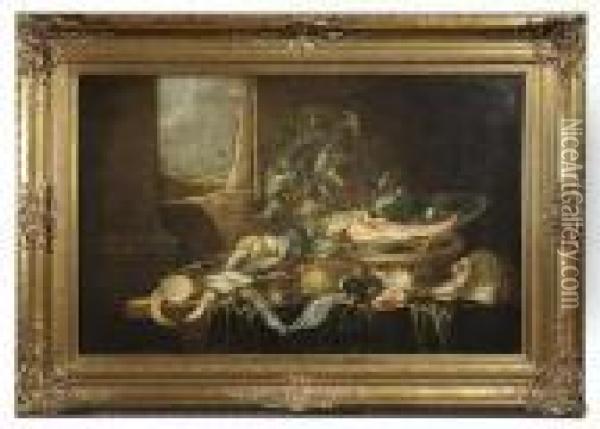 Still Life With Fruit And Oysters Oil Painting - Jan Davidsz De Heem
