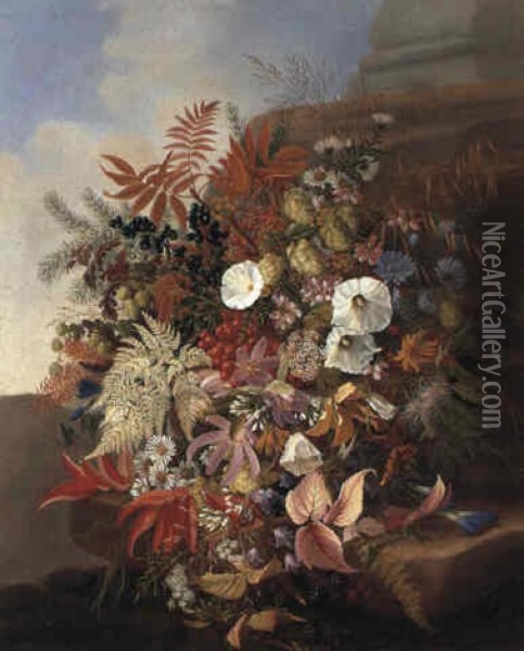 Seasonal Bouquets &  Spring And Autumn Oil Painting - Adelheid Dietrich