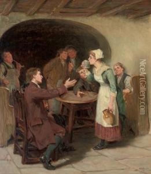 The Coy Maiden Oil Painting - Ralph Hedley