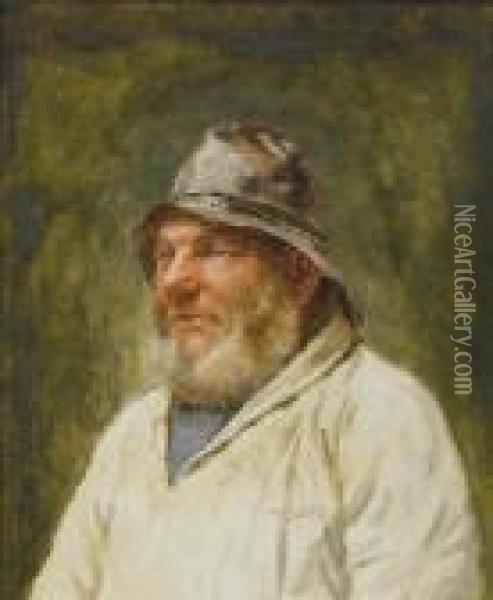 An Old Fisherman Oil Painting - William Langley