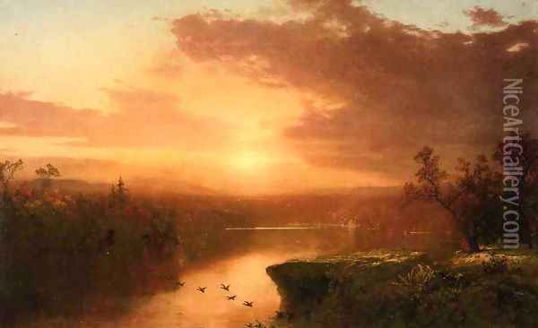 Sunset over Lake George Oil Painting - John Frederick Kensett