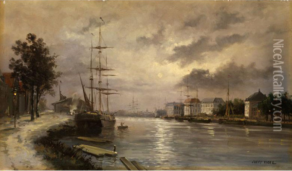 Winterlicher Hafen Oil Painting - Jules Achille-Noel