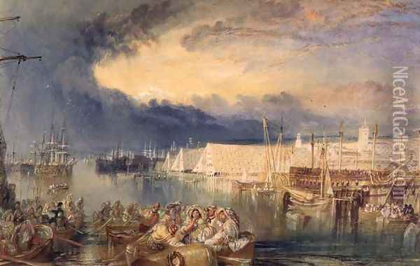 The Dockyard, Devonport, c.1825-29 Oil Painting - Joseph Mallord William Turner