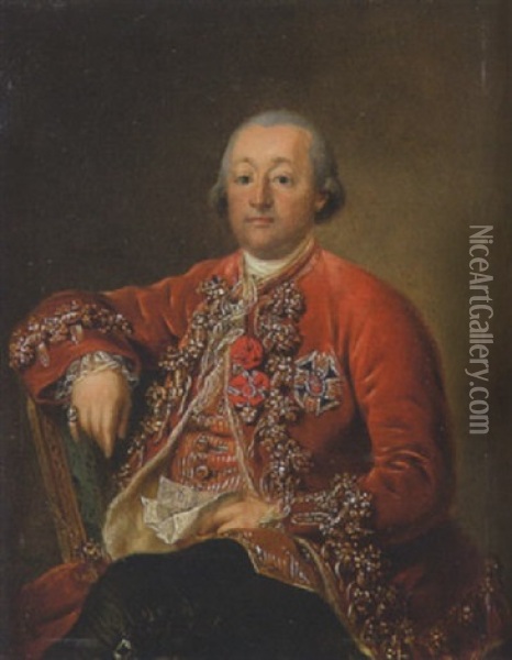 Bildnis Des Barons Philipp Carl Von Hoheneck Oil Painting - Georg Anton Abraham Urlaub