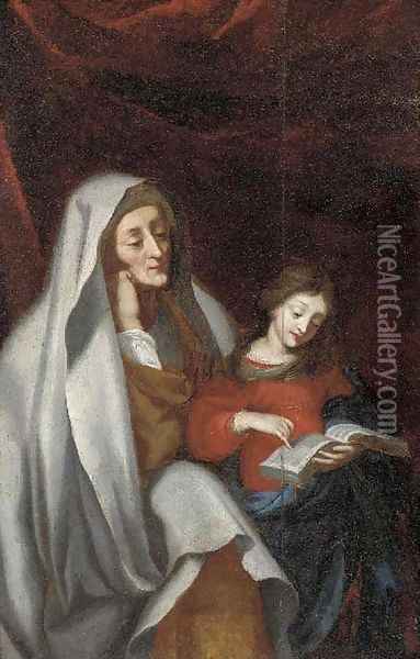 The Education of the Virgin Oil Painting - Erasmus II Quellin (Quellinus)
