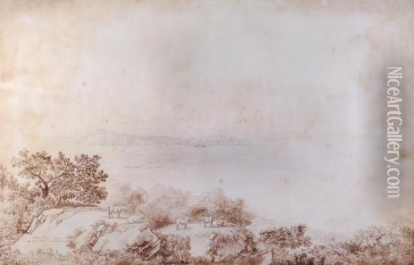Veduta Di Ischia E Procida Dal Capo Miseno Oil Painting - Jacob Philipp Hackert