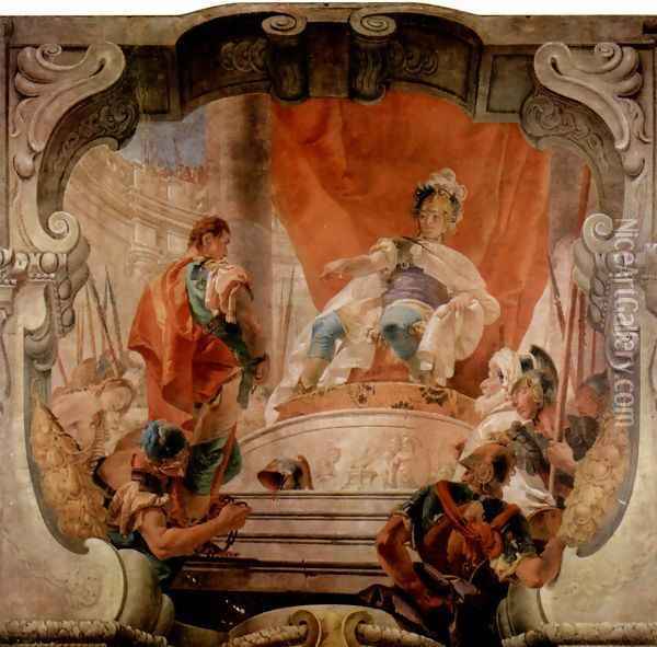 Frescoes in the Palazzo Dugnani, scene, Scipio and the slave Oil Painting - Giovanni Battista Tiepolo