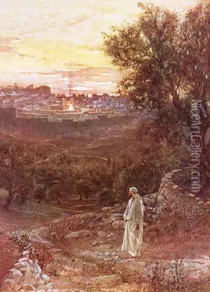 Jesus on the mount of Olives Oil Painting - William Brassey Hole