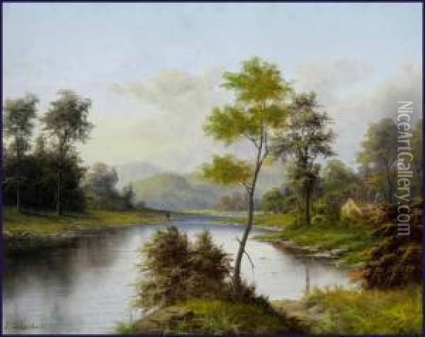 Fishing On The River Bank Oil Painting - Julian Onderdonk