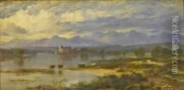'duart Castle, Mull'. Oil Painting - Horatio McCulloch