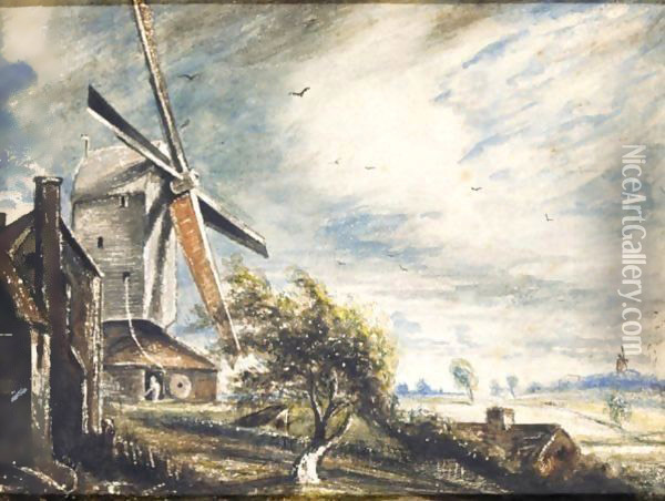 A Mill Near Colchester Oil Painting - John Constable