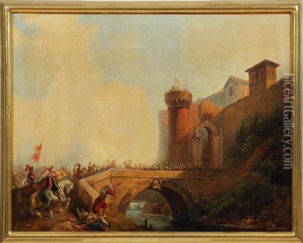 Battlewith Castello Oil Painting - Gaetano Bianchi