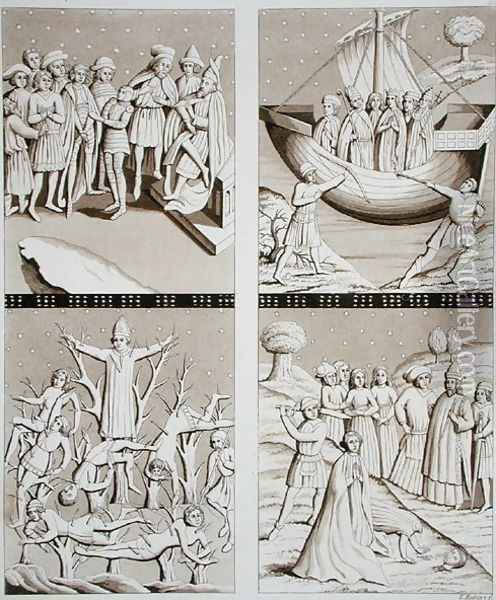 Carvings from the Church at Uppsala, plate 42 from Le Costume Ancien et Moderne by Jules Ferrario, published c.1820s-30s Oil Painting - Vittorio Raineri