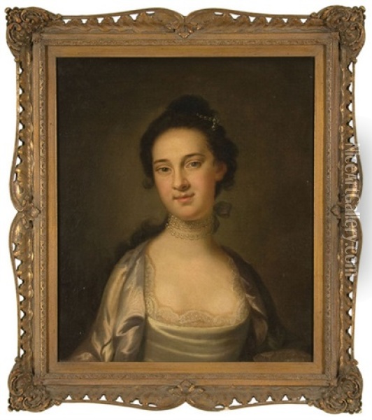 Portrait Of A Lady (charleston Lady?) Oil Painting - John Wollaston