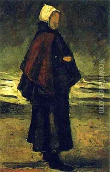 Fishmans Wife On The Beach 1882 Oil Painting - Vincent Van Gogh