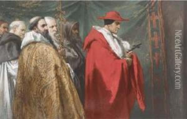 Cardinal Pandolphus At The Ex-communication Of King John Oil Painting - Sir John Gilbert