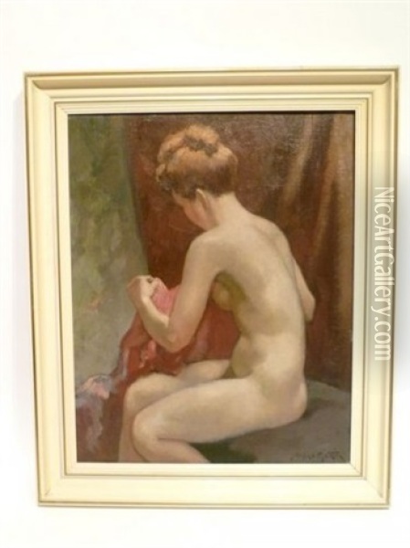 Femme Nue Assise De Profil Oil Painting - Alfred Martin
