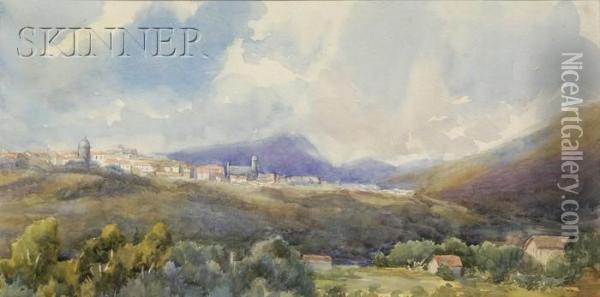 Distant Town, Possibly A View Of Mexico Oil Painting - Samuel Colman
