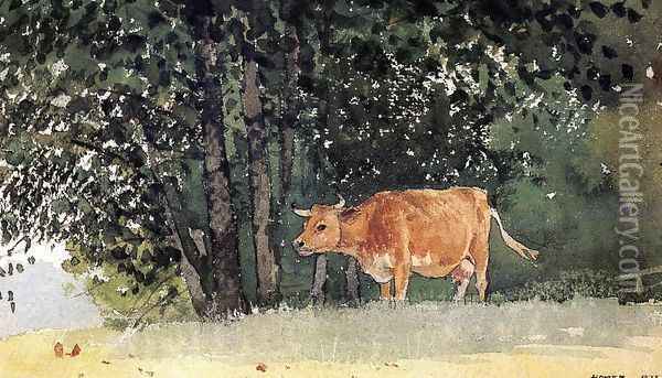 Cow in Pasture Oil Painting - Winslow Homer