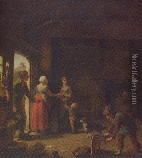A Cottage Interior Oil Painting - Martin Droelling
