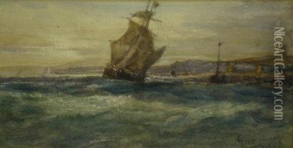 A Sailing Ship Off Dublin Bay Oil Painting - Edwin Hayes