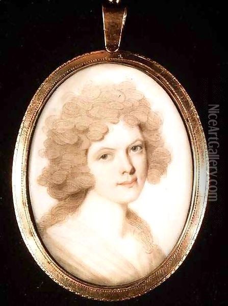 Miniature of an Unknown Lady Oil Painting - John Barry