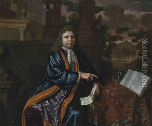 Portrait Of A Gentleman, Traditionally Identified As Francois Michel Le Tellier, Marquis De Louvois (1641-1691), Three-quarter-length Oil Painting - Caspar Netscher