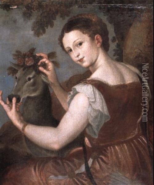 Portrait Of A Girl As Diana Oil Painting - Jan Mytens