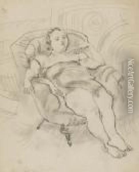 Woman In An Armchair Oil Painting - Jules Pascin