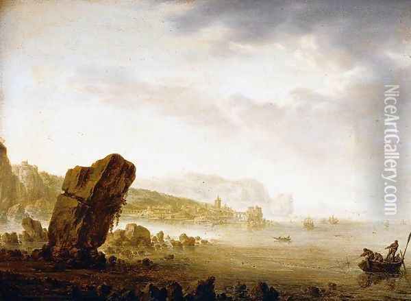 Mediterranean Coastal Scene 1641-43 Oil Painting - Herman Saftleven