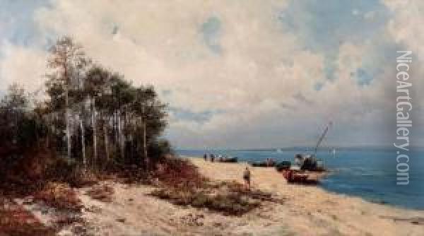 Spiaggia Con Pescatori Oil Painting - Eugenio Amus