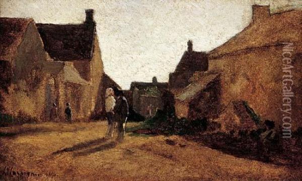 < Le Village >. Oil Painting - Henri-Joseph Harpignies