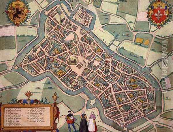 Map of Lille from Civitates Orbis Terrarum Oil Painting - Joris Hoefnagel