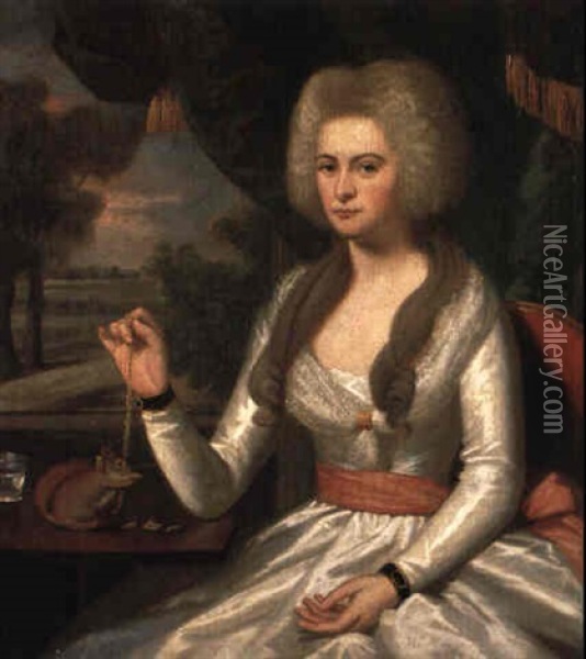 A Portrait Of Mrs. Gershom Burr Oil Painting - Ralph Earl