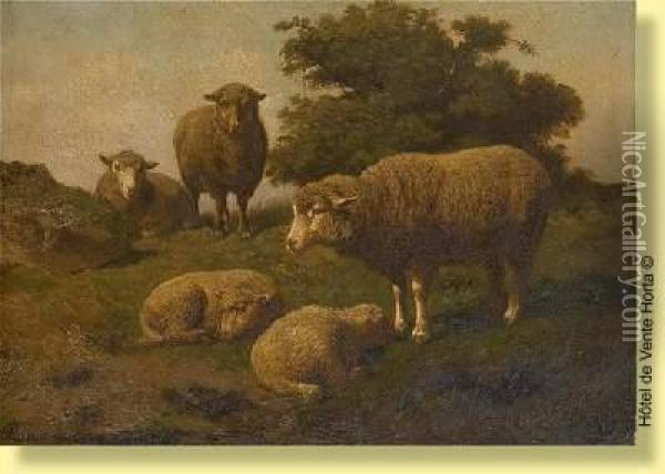 Moutons Au Paturage Oil Painting - Edouard Woutermaertens