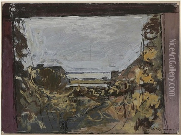 View From The Window (cladow), View Of The Wannsee Lake Oil Painting - Anton Kerschbaumer