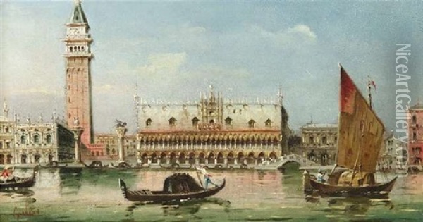 Venedig, Blick Auf Den Dogenpalast Und Die Piazzetta Oil Painting - Marco Grubas