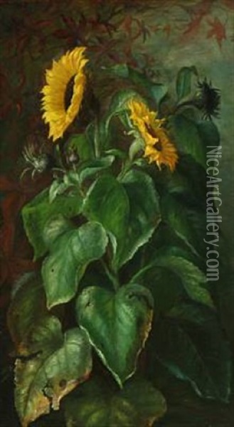 Sunflowers Oil Painting - Alfrida Baadsgaard