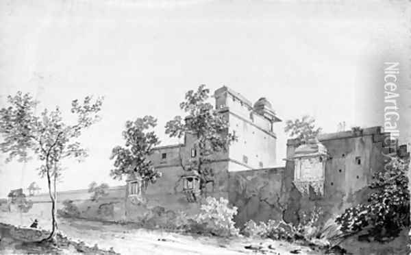 View of the Palace at Rhotas Ghur, Bihar Oil Painting - Thomas Daniell