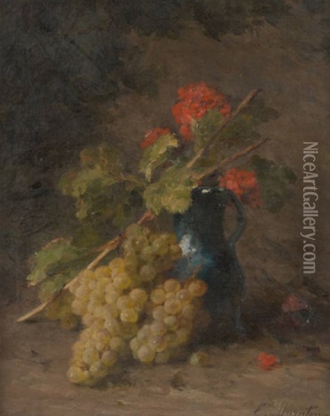 Composition Aux Oeillets Et Raisins Oil Painting - Euphemie Muraton