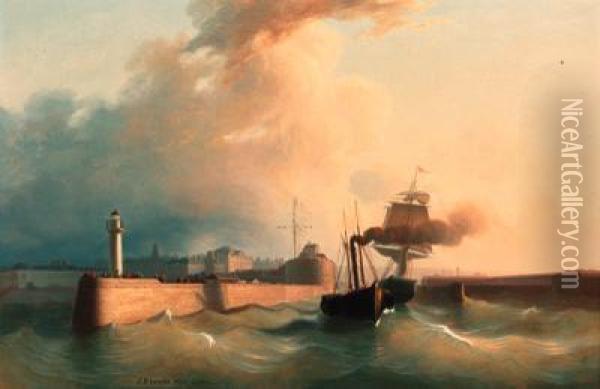 Running In And Out Of Le Havre Oil Painting - J. Drouin