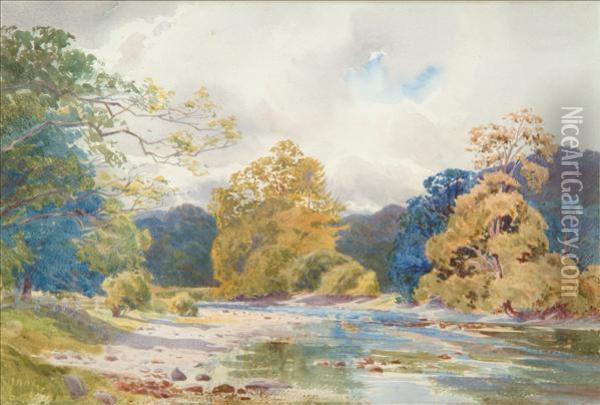 Stepping Stones, Betwsy Coed Oil Painting - Peter de Wint