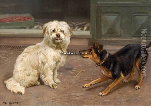 To Hunder Oil Painting - Karl Kristian Uchermann