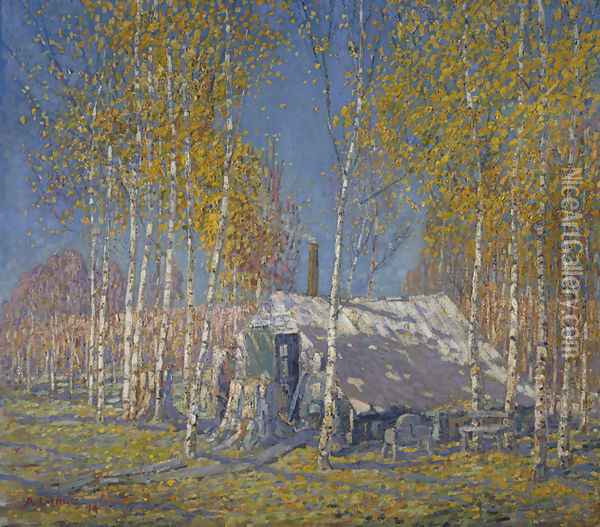 The Guide's Home, Algonquin Oil Painting - Arthur Lismer