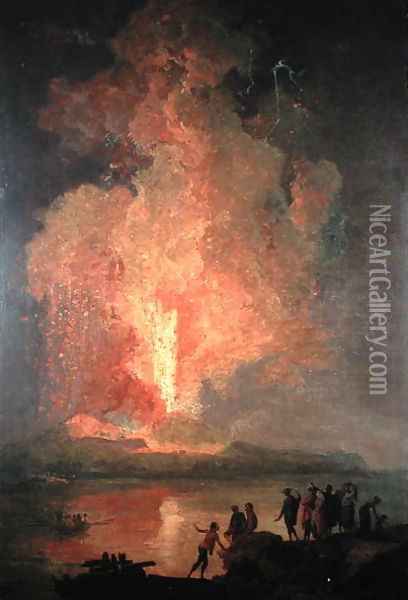 Mount Vesuvius Erupting Oil Painting - Pierre-Jacques Volaire