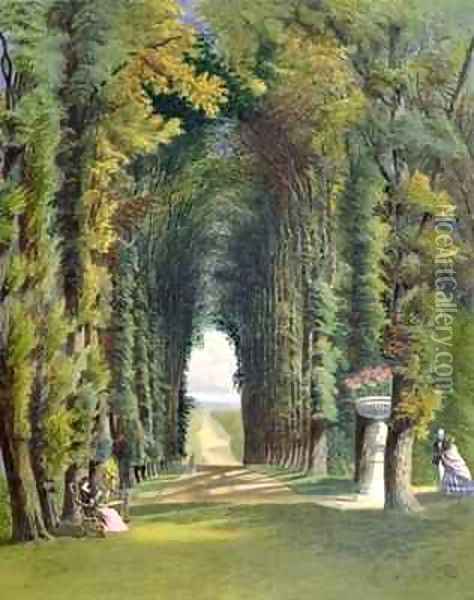 Vista in the Gardens of Teddesley Oil Painting - E. Adveno Brooke